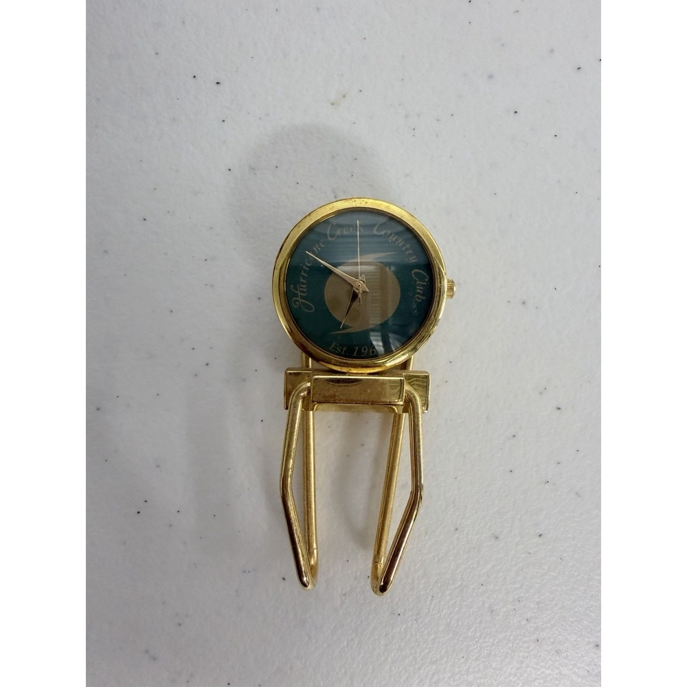 Vintage WATCHIT Golf Money Clip Watch Hurricane Creek Country Club Est. 1968